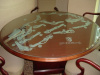 Golf Course Etching on Glass Tabletop